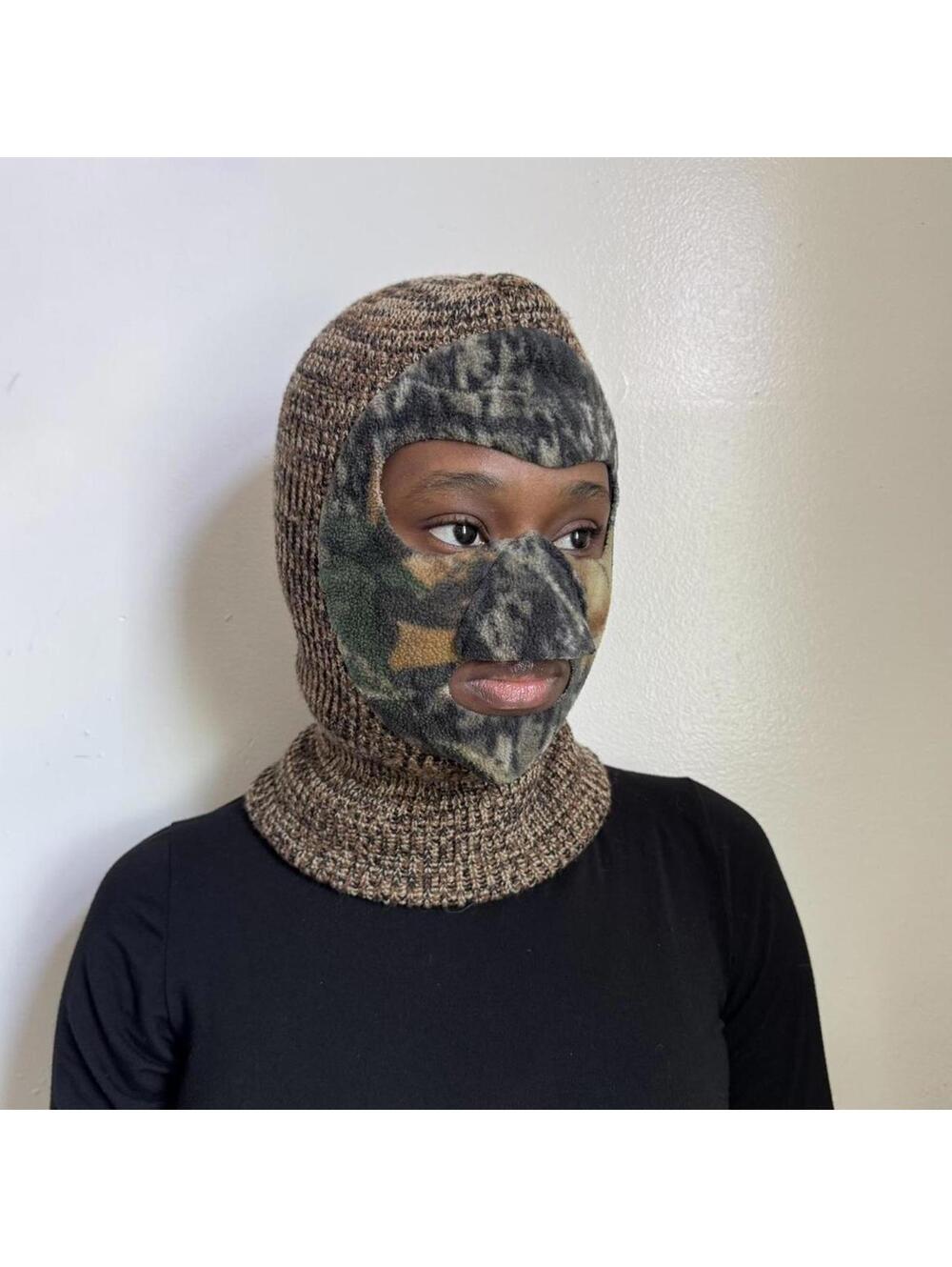 Vintage camo Face Mask knit balaclava made in USA